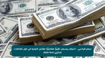 سعر قياسي.. الدولار يسجل تغيرًا مفاجئًا مقابل الجنيه في أول تعاملات الاثنين 6-10-2025